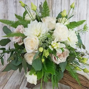 BB1446-Natural Loose Green and White Brides Bouquet