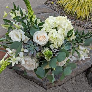 BB1477-Green and White Brides Bouquet with Succulent's