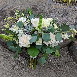 BB1478-Eucalyptus, Succulents and White Flowers Bridal Bouquet
