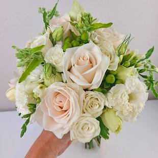 BB1570-Romantic White and Green Brides Bouquet