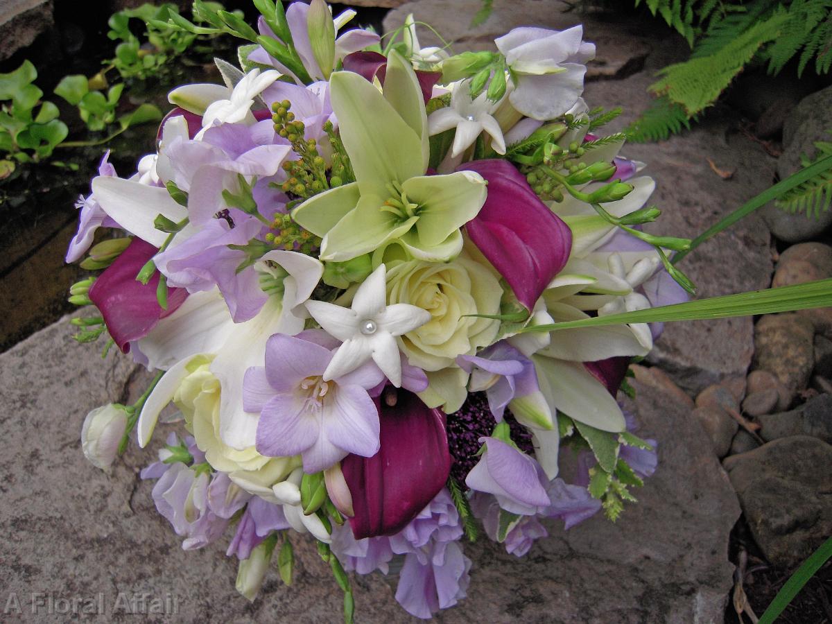 BB0233-Eggplant and Lavender Wedding Bouquet