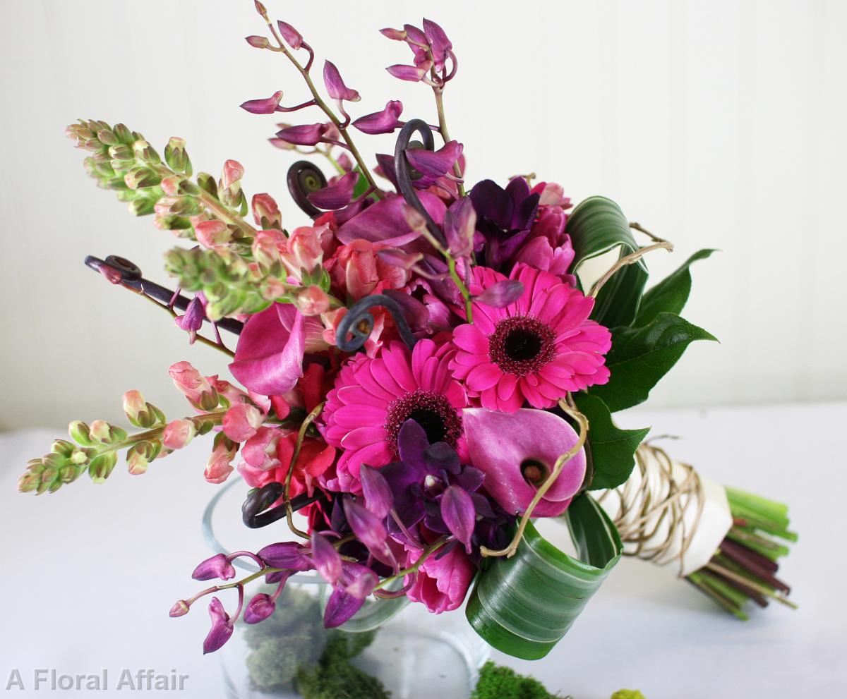 BB0528A-Natural Hot Pink and Plum Bouquet