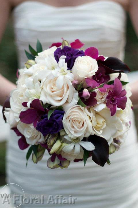 BB0638-Shades of Purple and Ivory Bridal Bouquet