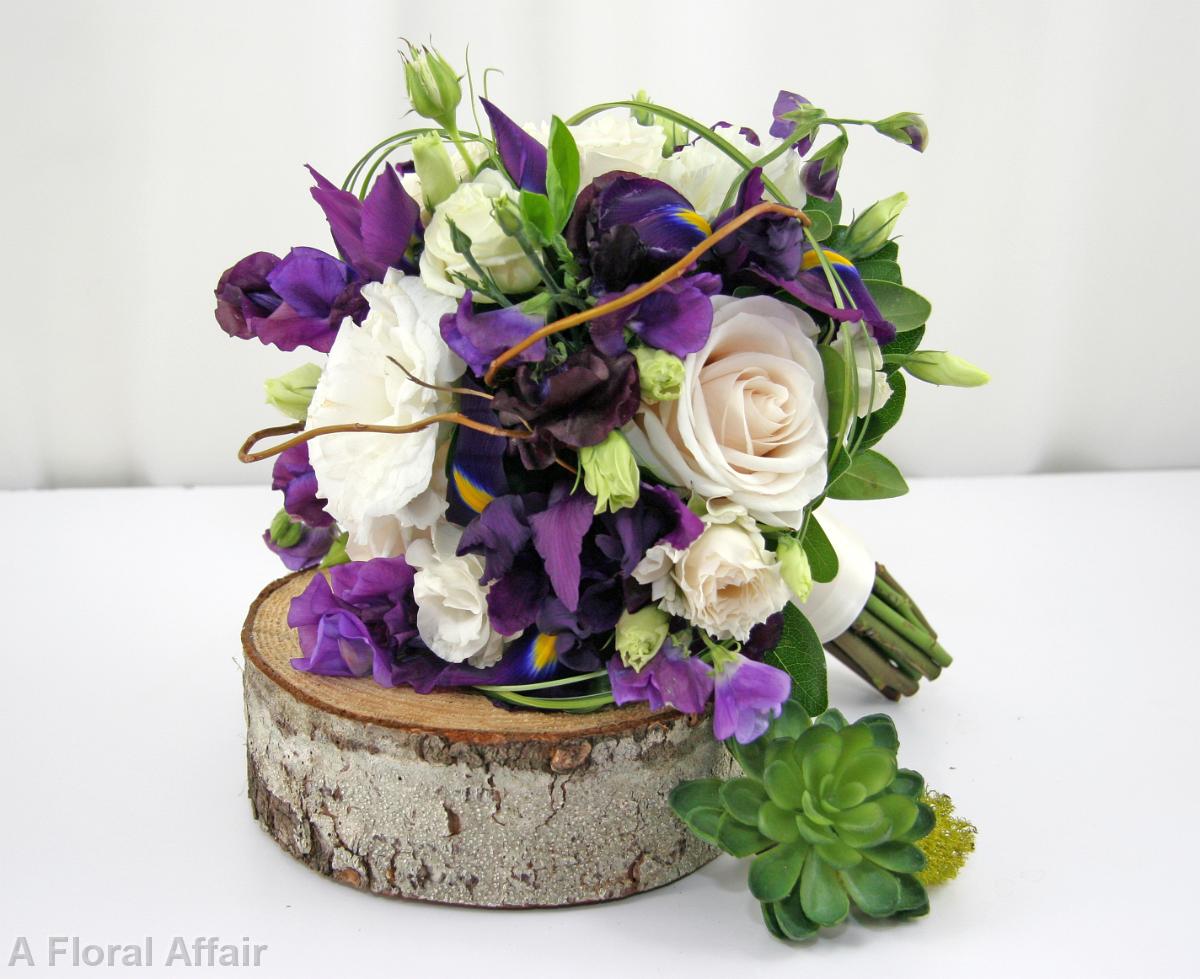 BB0762-Woodland Purple and Ivory Bridesmaids Bouquet