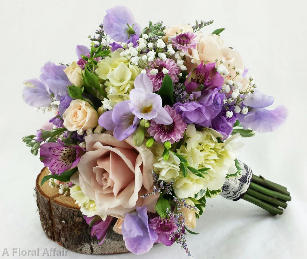 BB0943A-Romantic Lavender and Blush Brides Bouquet