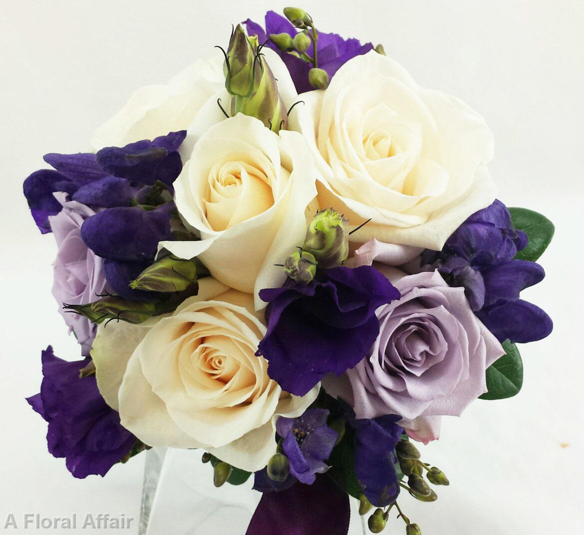 BB0973A-Ivory, Purple and Lavender Brides Bouquet