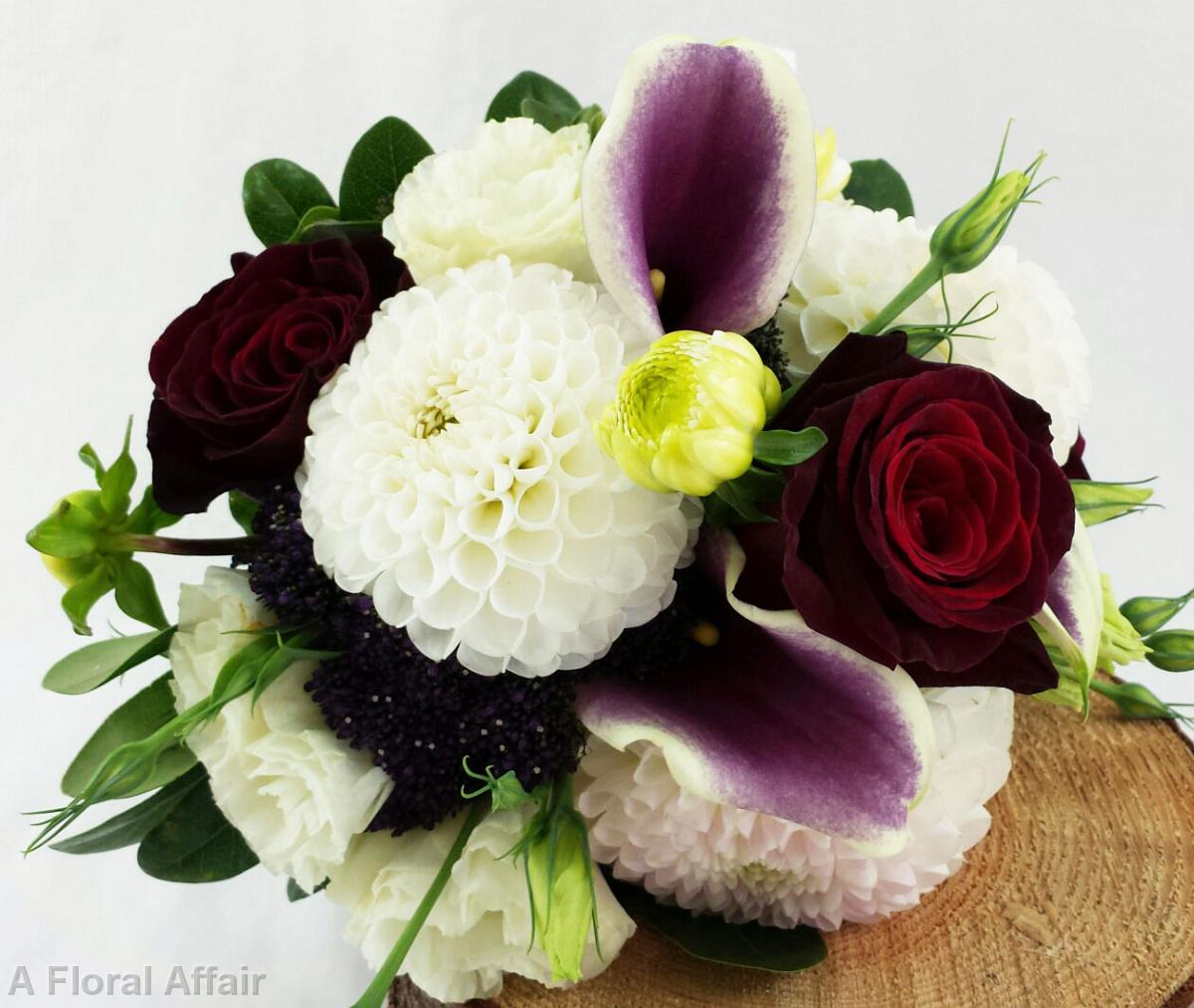 BB1000A-Purple, Burgundy and White Bridal Bouquet