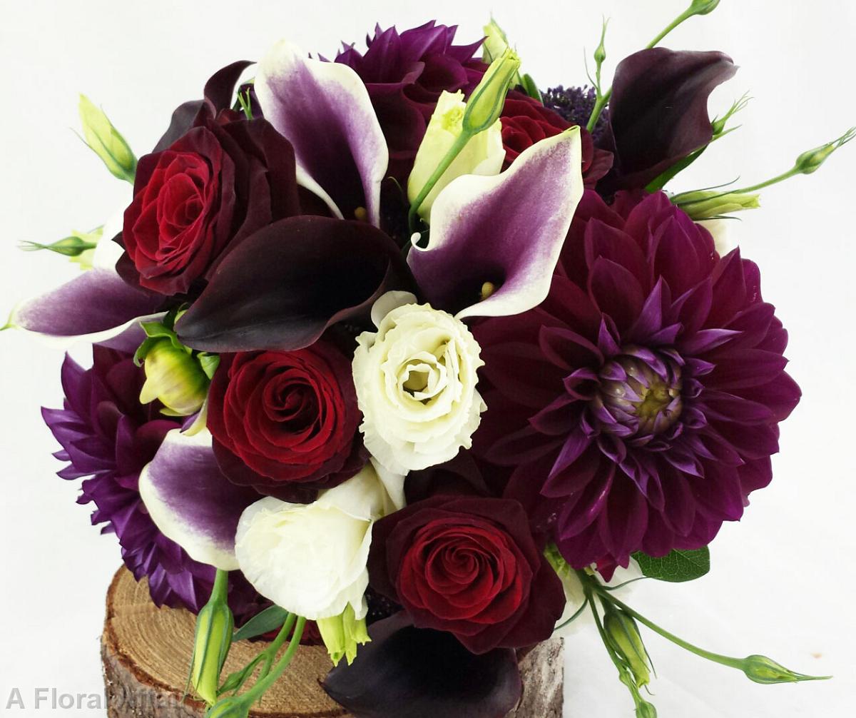 BB1001-Deep Purple and Red Mini Calla Bouquet