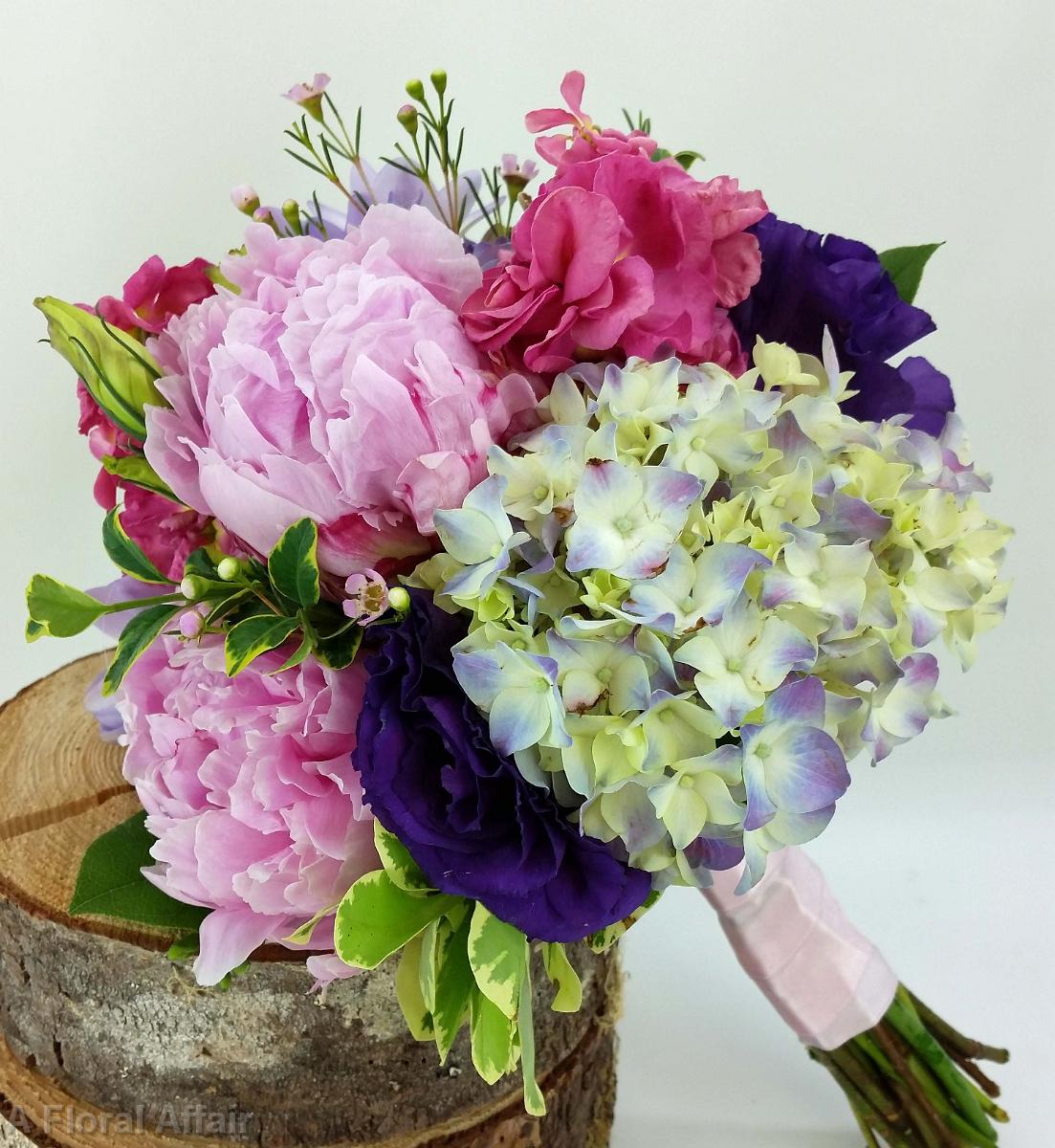 BB1058-Pink and Purple Peony Wedding Bouquet