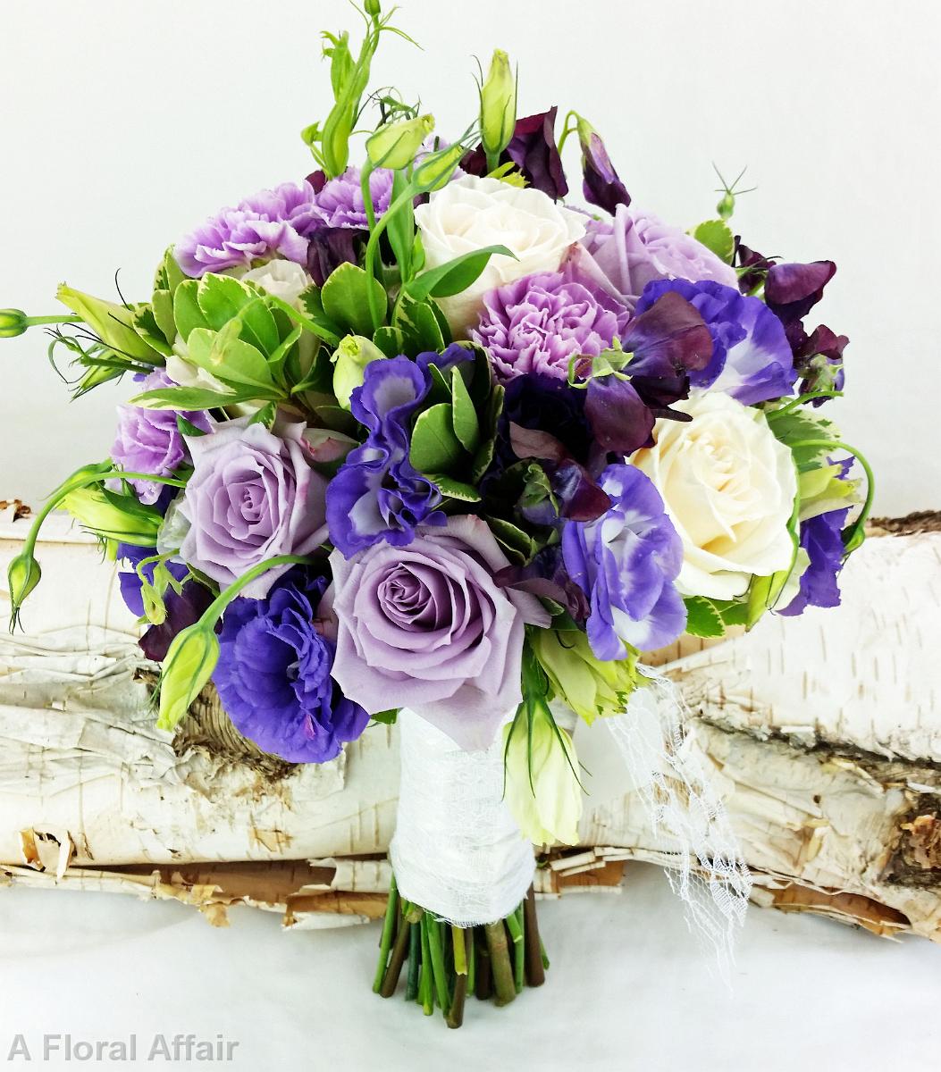 BB1163A-Purple and White Brides Bouquet