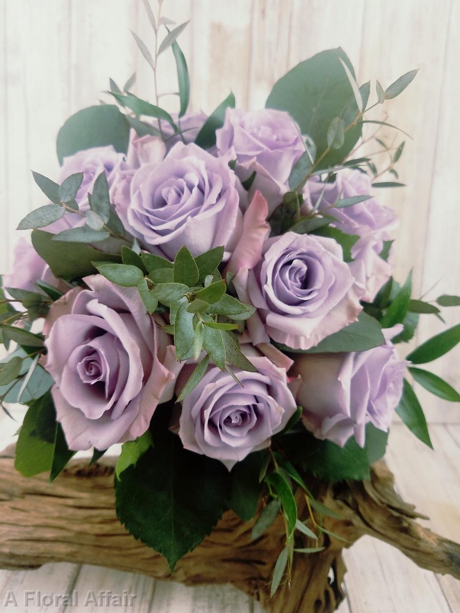 BB1420-Ocean Song Rose and Eucalyptus Brides Bouquet