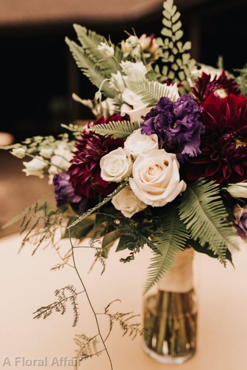 BB1524-Purple and White Woodland Brides Bouquet