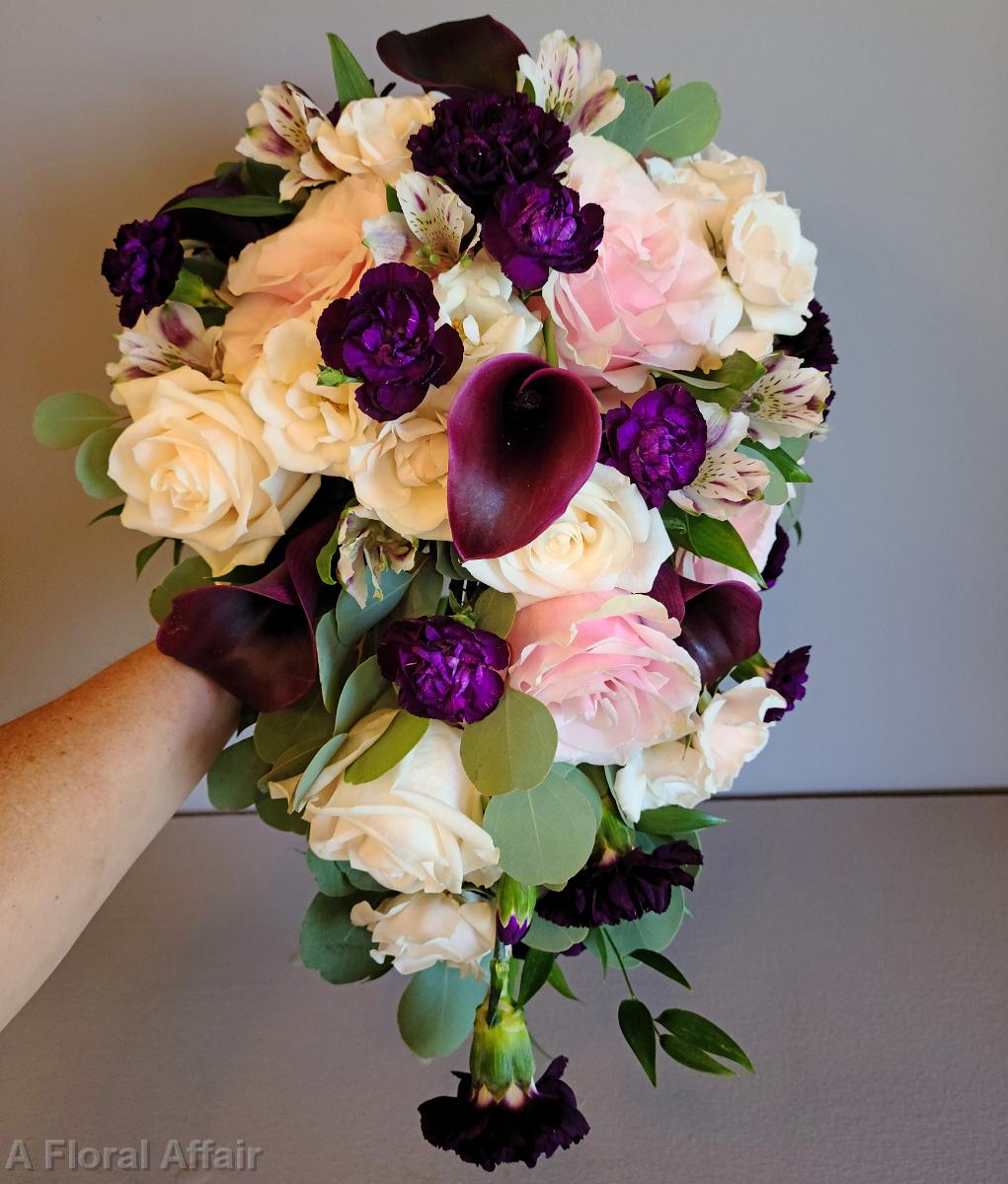 BB1601-Cascading Blush and Plum Brideal Bouquet