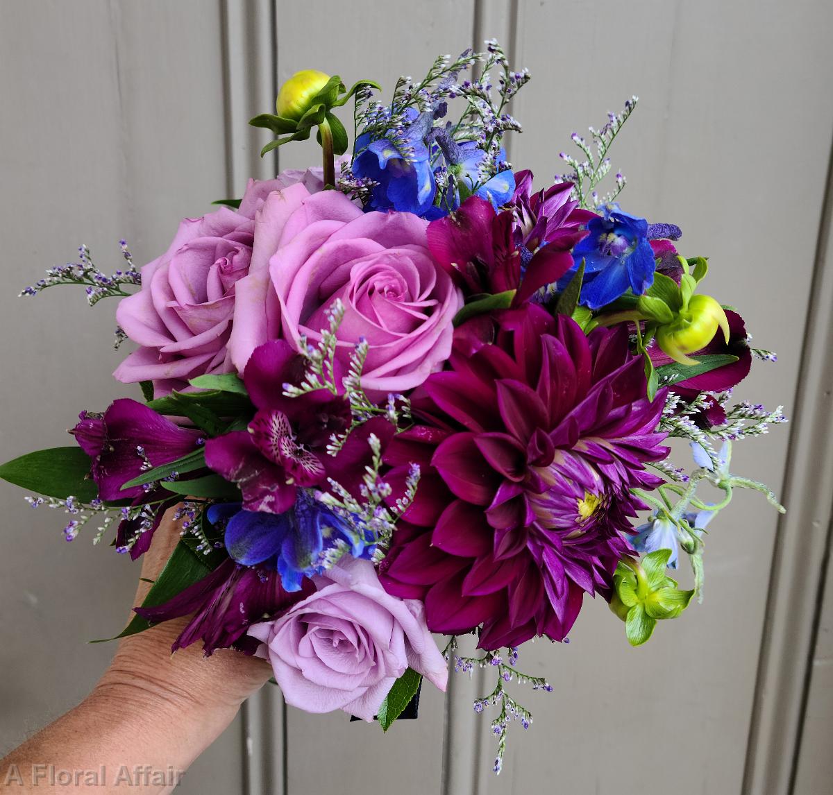 BB1606-Purple and Blue Summer Bridemaid Bouquet