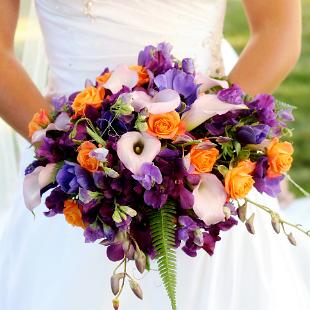 BB0148-Purple and Orange Garden Brides Bouquet