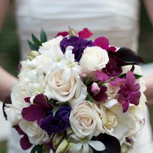 BB0638-Shades of Purple and Ivory Bridal Bouquet