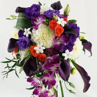 BB0972-Cascading Purple and White Wedding Bouquet