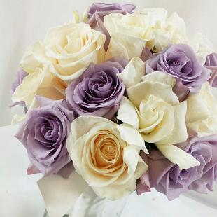 BB0979-White and Lavender Gardenia and Rose Brides Bouquet