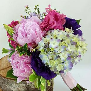 BB1058-Pink and Purple Peony Wedding Bouquet