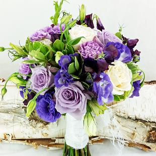 BB1163A-Purple and White Brides Bouquet