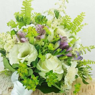 BB1210-Bridesmaid's White, Green and Wisteria Bouquet