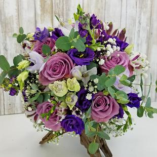 BB1332-Romantic Shades of Purple and Baby's Breath Wedding Bouquet-1