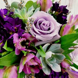 BB1338-Succulant with Purple and Greenery Bouquet