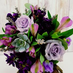 BB1339-Eggplant and Succulant Bridesmaids Bouquet