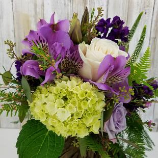BB1353-Organic, Orchid, Green and Amethyst Bouquet