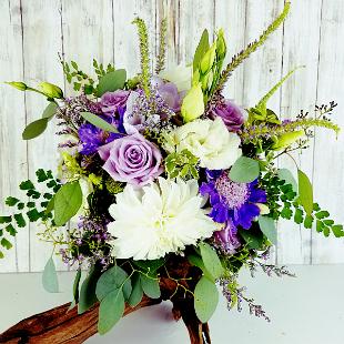 BB1373-Shades of Purple Woodland Brides Bouquet