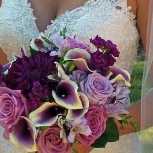 BB1413-Purple Mini Calla and Rose Brides Bouquet