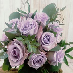BB1420-Ocean Song Rose and Eucalyptus Brides Bouquet