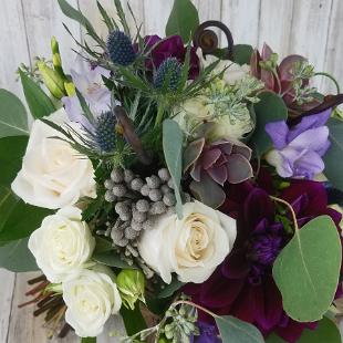 BB1489-Brides Bouquet with Jewel Tone Flowersand Succulents