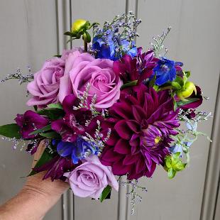 BB1606-Purple and Blue Summer Bridemaid Bouquet