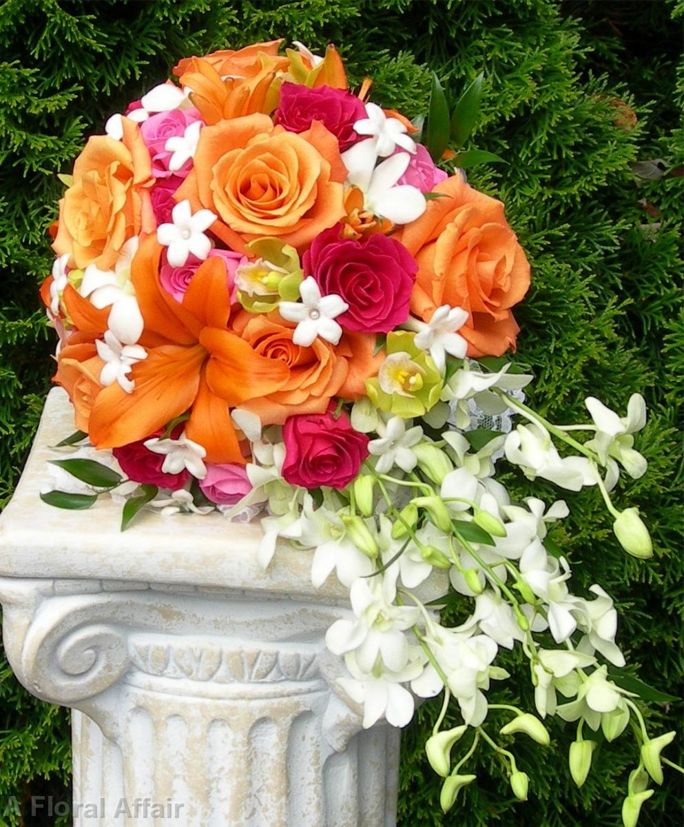 BB0013-Orange, Pink, and White Bride's Cascade