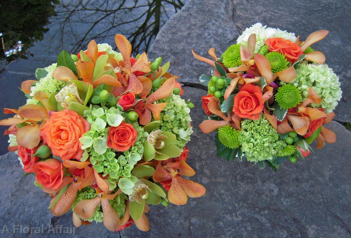 BB0406-Lime and Orange Bridal Bouquets