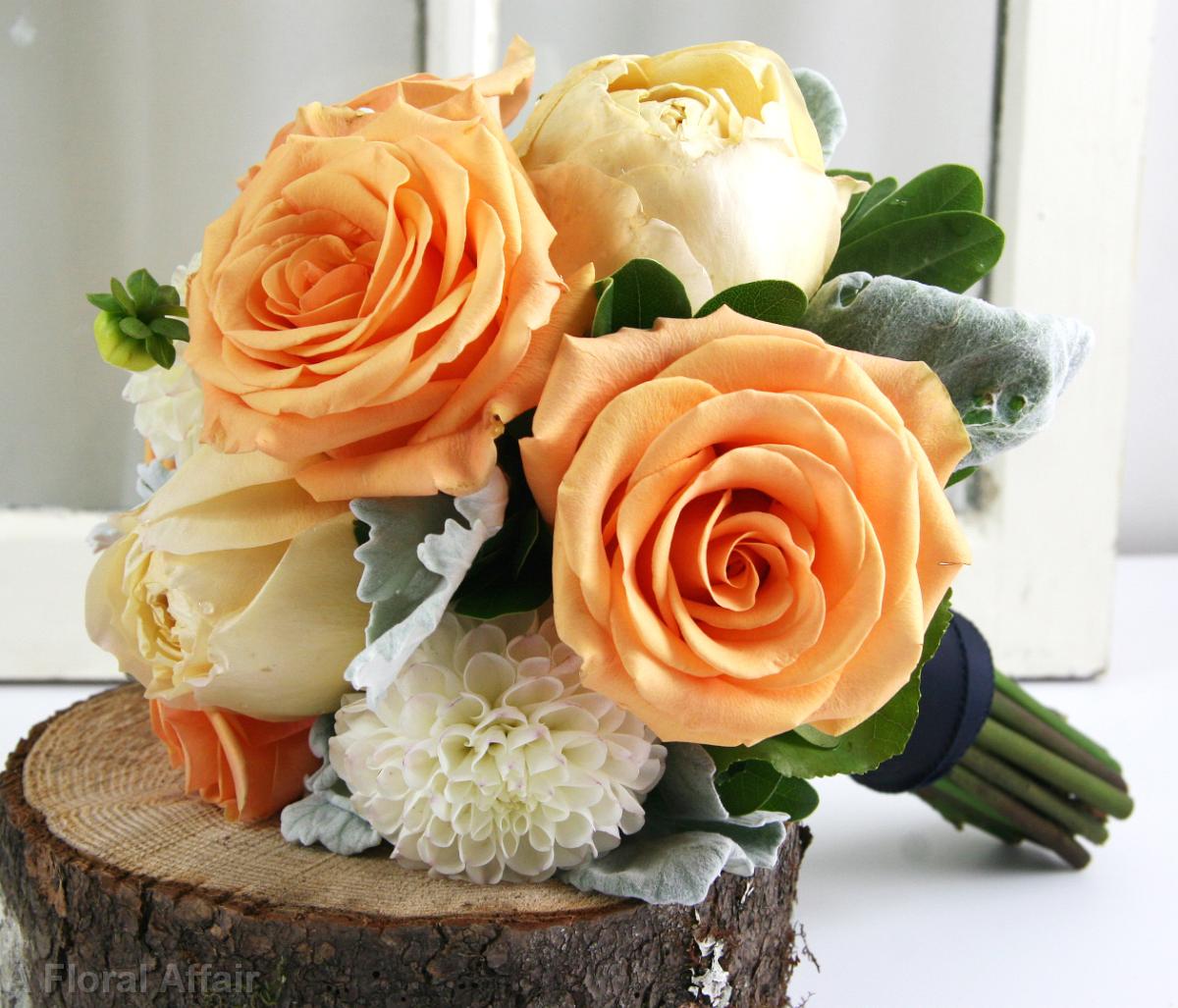 BB0814-Apricot and Ivory Bridesmaids Bouquet