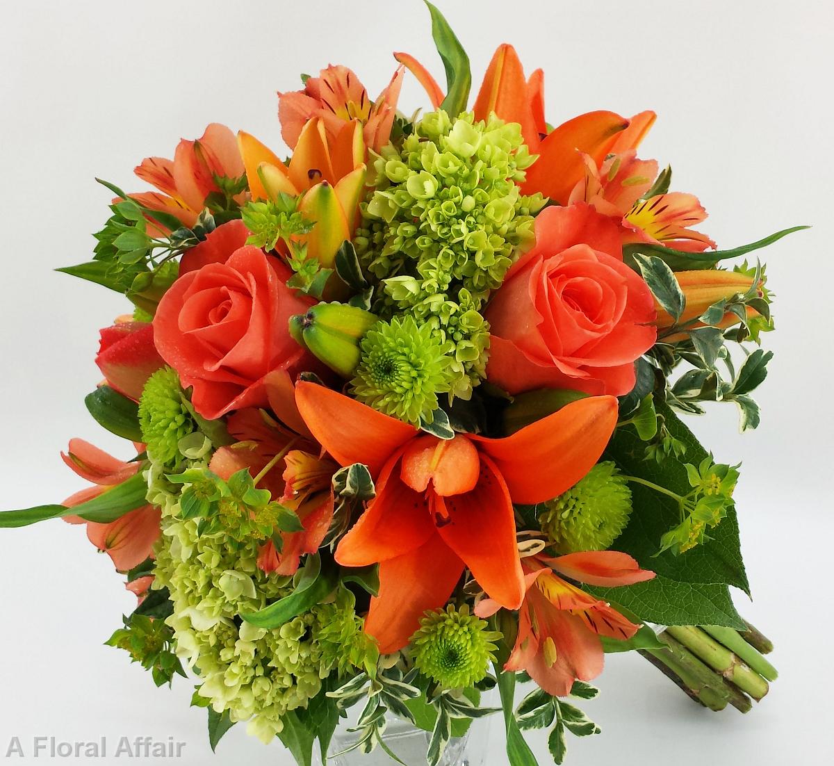 BB0933-Fall Oragne and Green Garden Bouquet