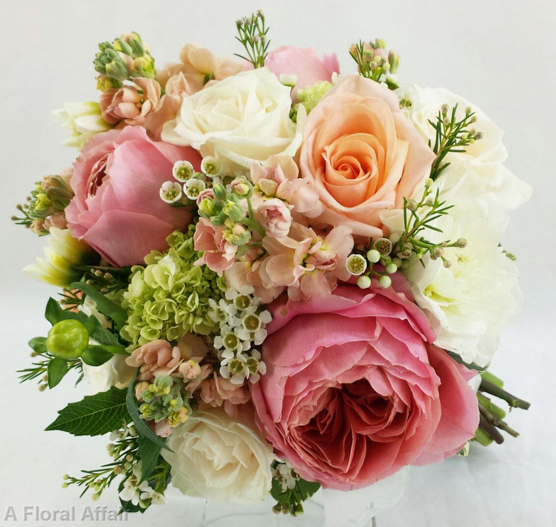 BB0983-Coral and Peach Garden Wedding Bouquet