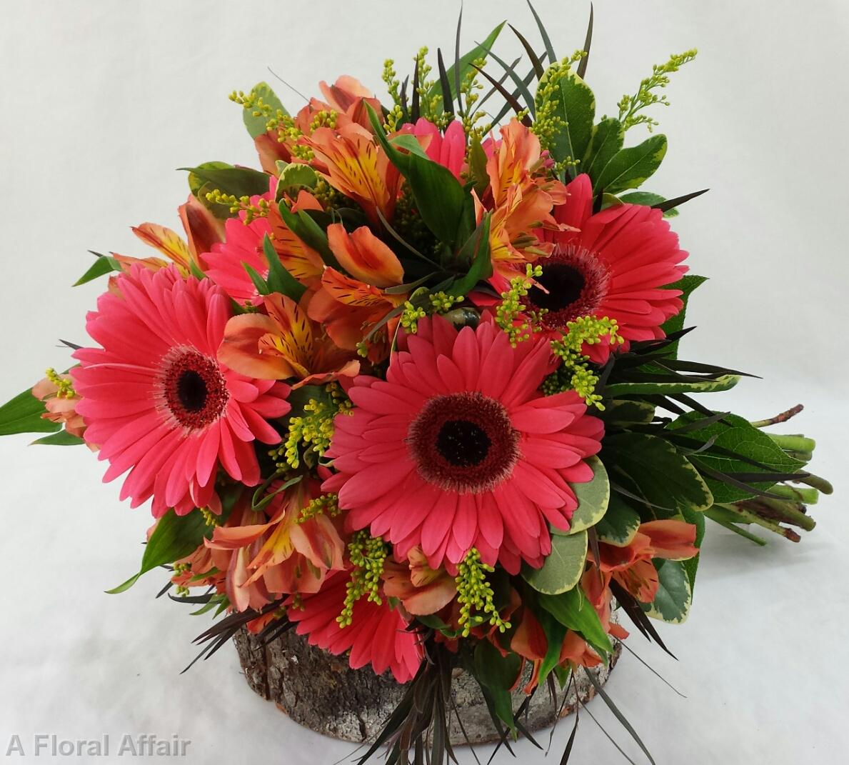 BB1008-Coral Gerbera Daisy Brides Bouquet