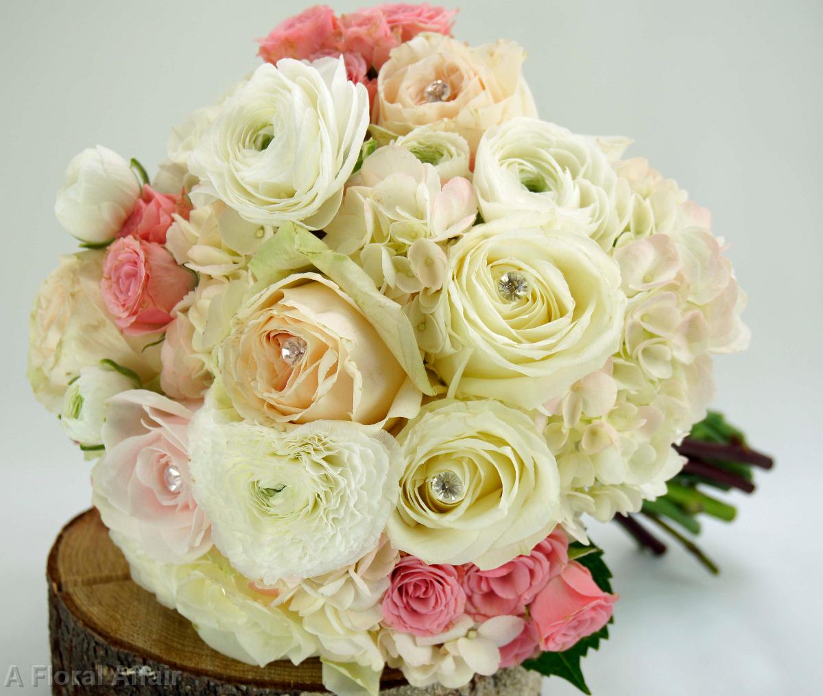 BB1053-Romantic Brides Bouquet of Soft shades of Petal Pink and Whites