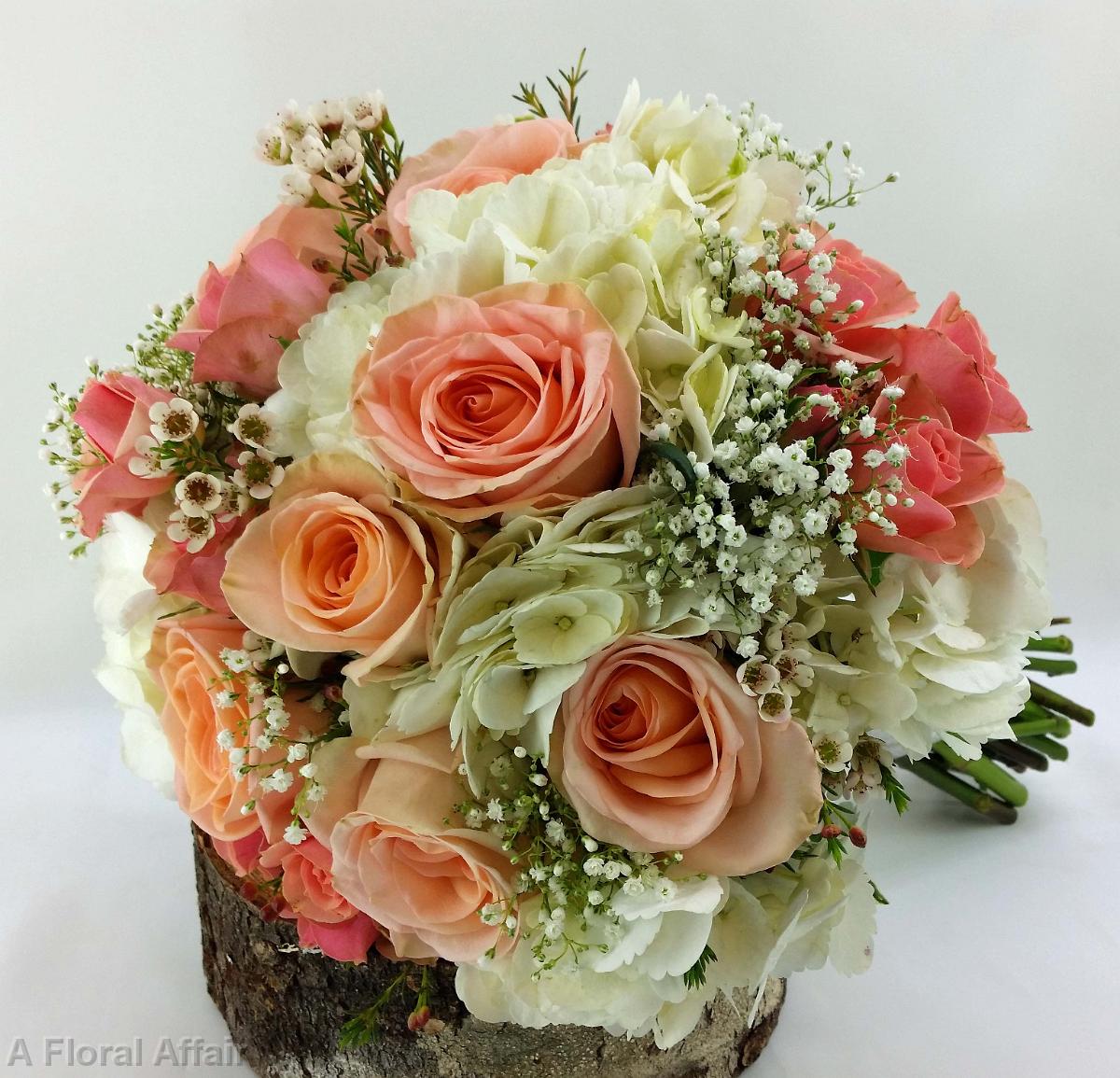 BB1055-Romantic Belline and Coral Reef Brides Bouquet
