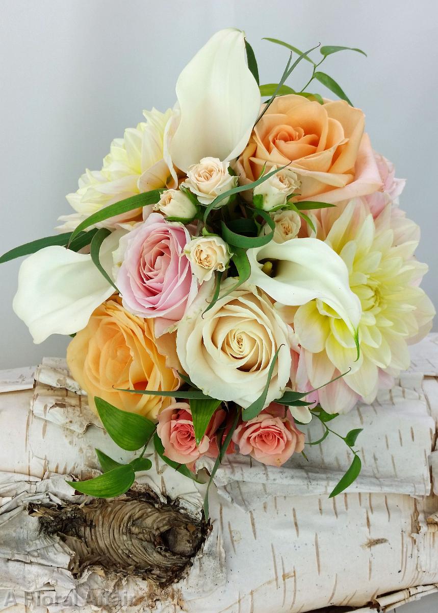 BB1133B-Blush and Peach Bridal Bouquet