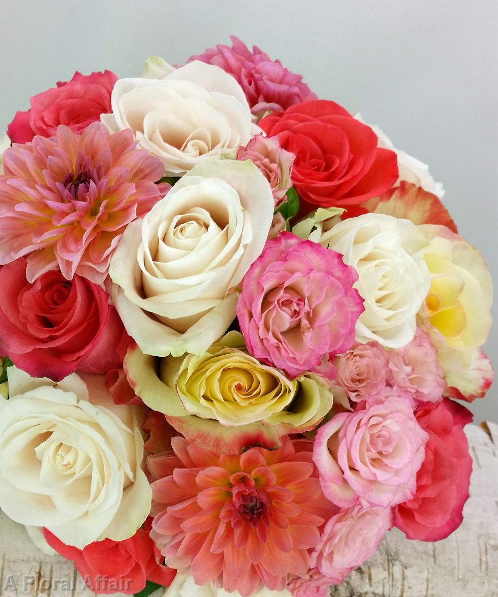 BB1273-Shades of Coral Wedding Bouquet