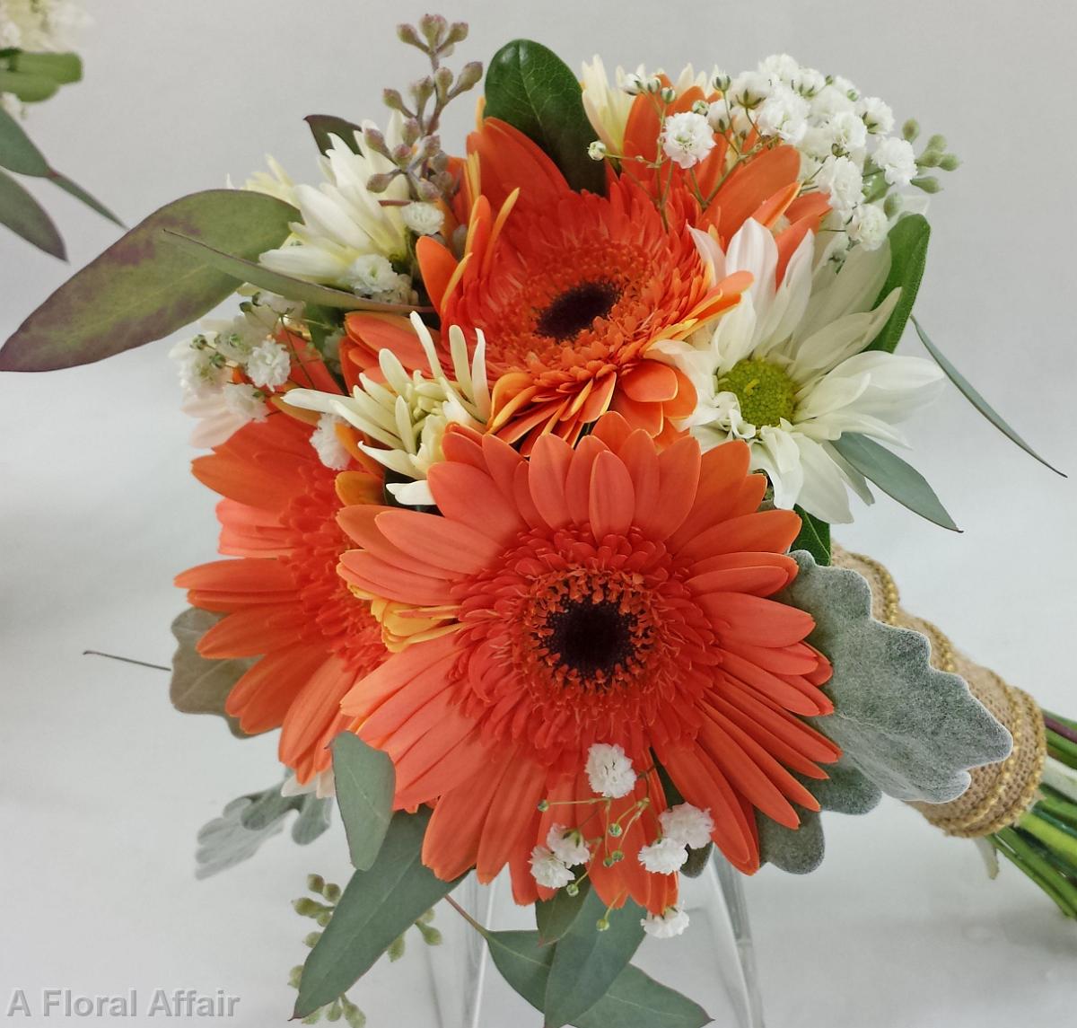 BB1301b-Coral and White Daisie Bridesmaids Bouquet