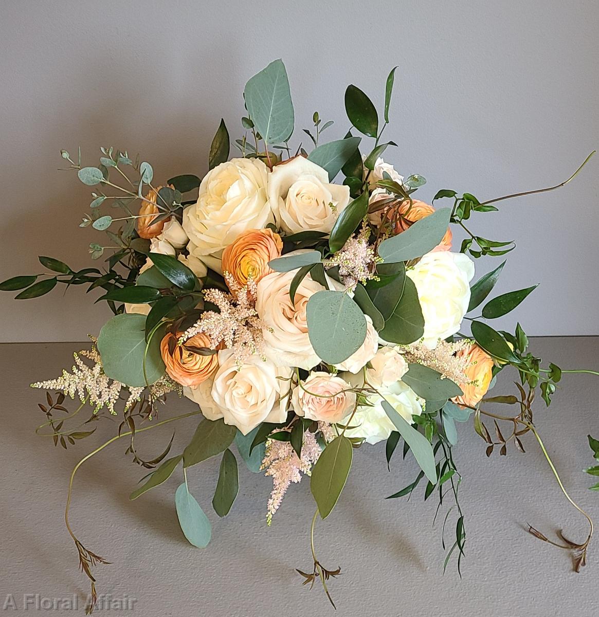 BB1665 - White, Blush, and Peach Bridal Bouquet