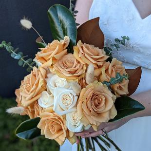 B1656-Modern Magnolia Bridal Bouquet Upright