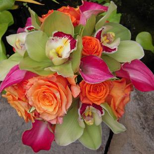 BB0251-Hot Pink, Lime, and Orange Bridal Bouquet