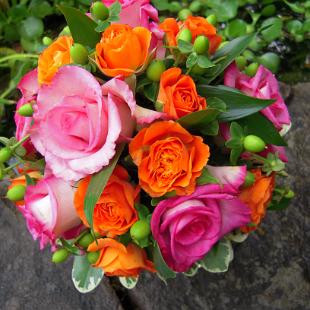 BB0343-Hot Pink and Orange Wedding Bouquet