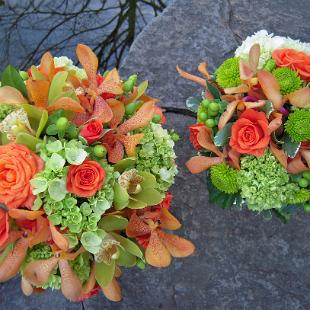 BB0406-Lime and Orange Bridal Bouquets